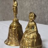 Two vintage bronze table cloches, finely chiseled and gilded