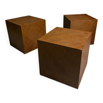 Ensemble de 3 tabourets/tables d'appoint en bois
