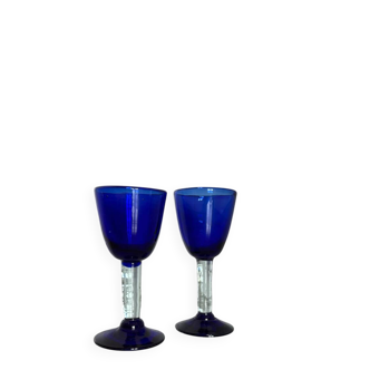 Vintage MCM Covalt Murano Italy Design Wine Glasses - Set of 2 Moderni