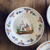19th Century Plates Popular Faience Moulin des Loups & Hamage