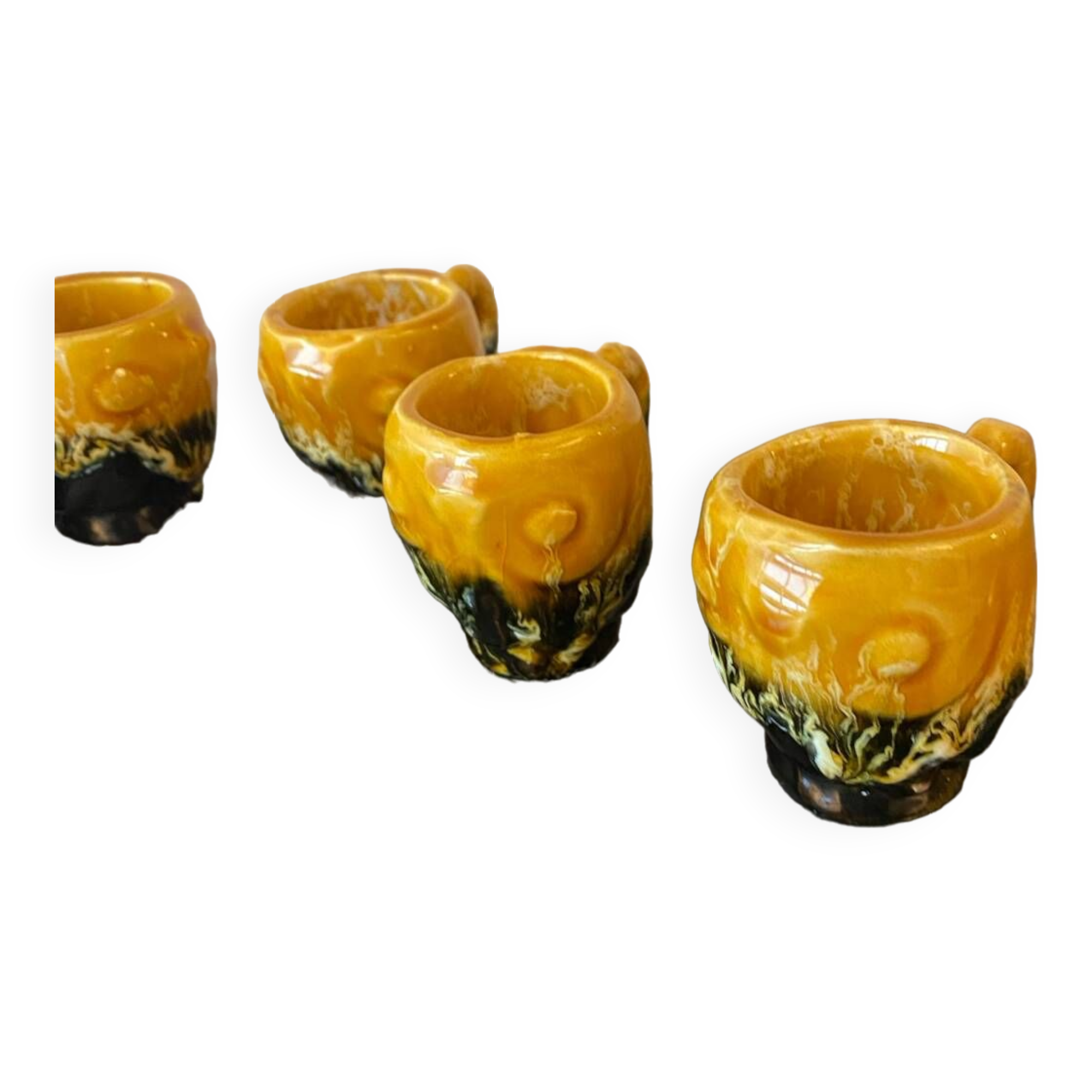 Lot De 7 Petits Vases En Verre - 6 Bleus & 1 Transparent - Occasion - Déco Vintage