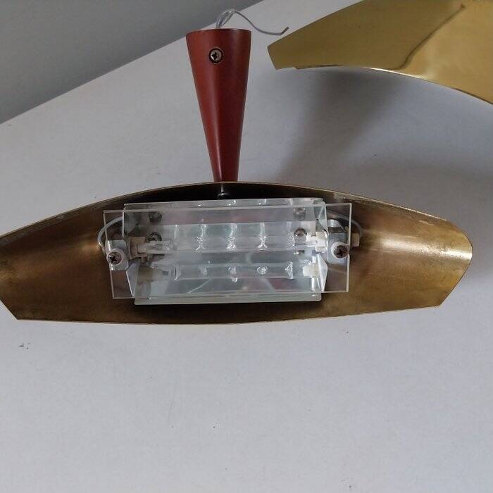 Applique halogène Josep Lluscà pour Arteluce  "Servul" en laiton et bois