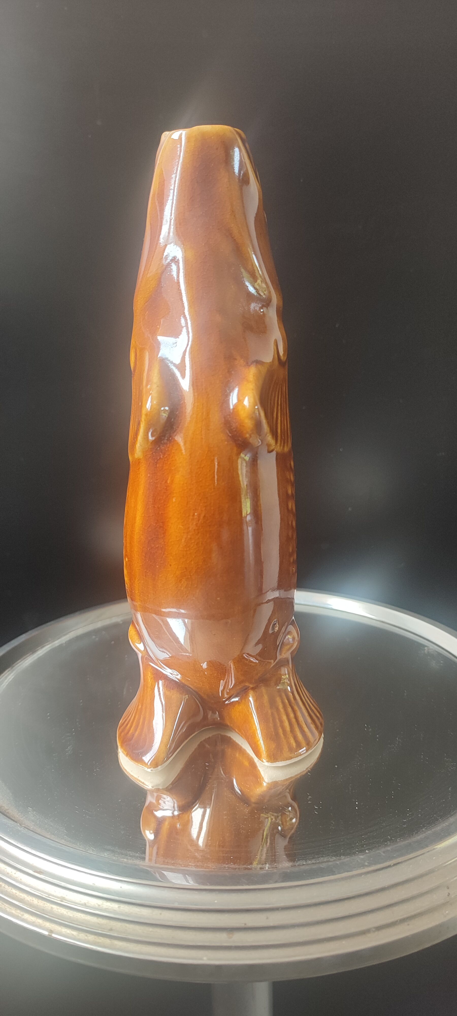 Carafe and glasses "Fish" Amber Ceramic Vintage USSR era