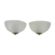 Pair of Mathias wall lamps in gilded metal and white shell-style glass