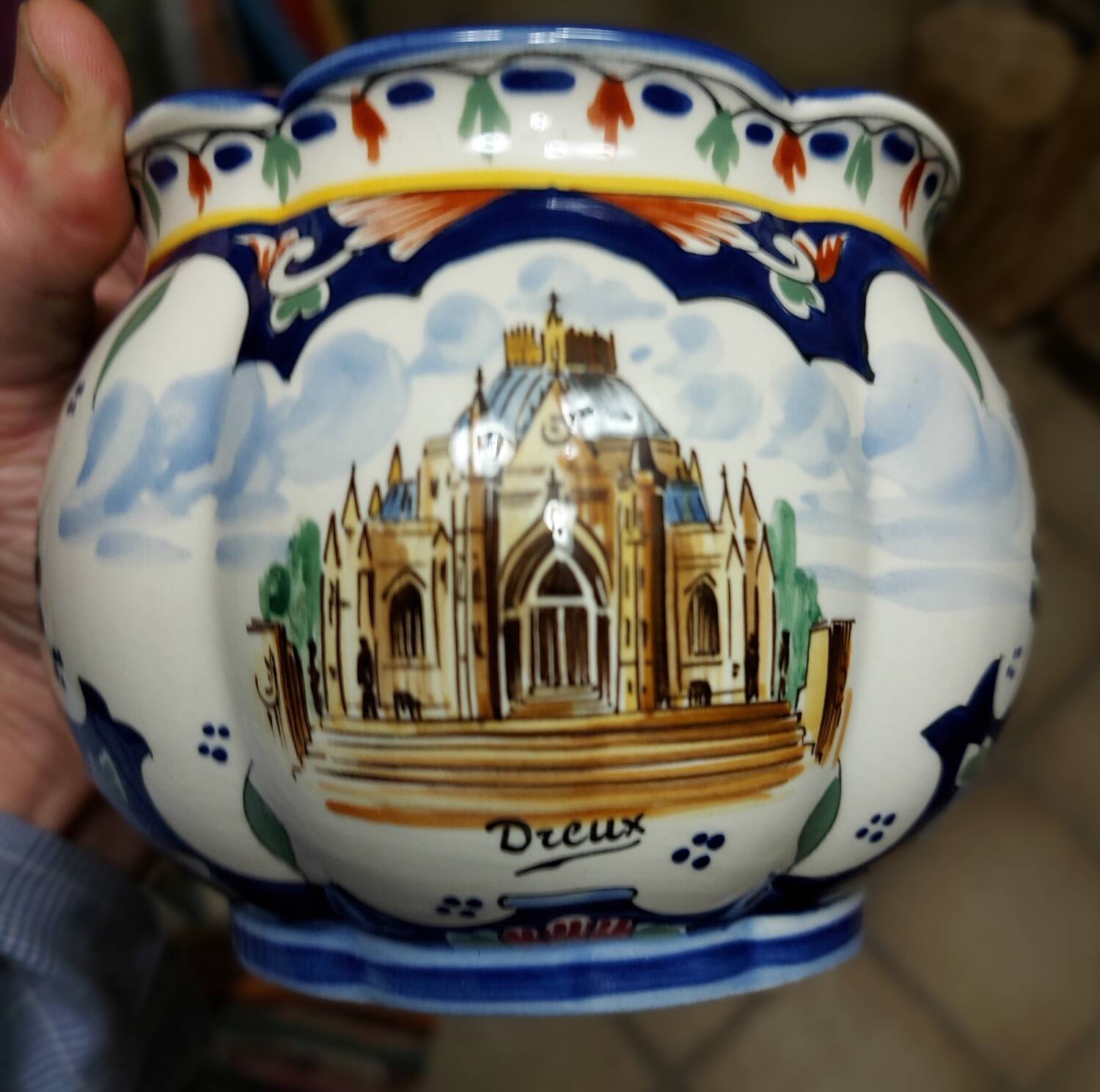 Rouen earthenware flowerpot