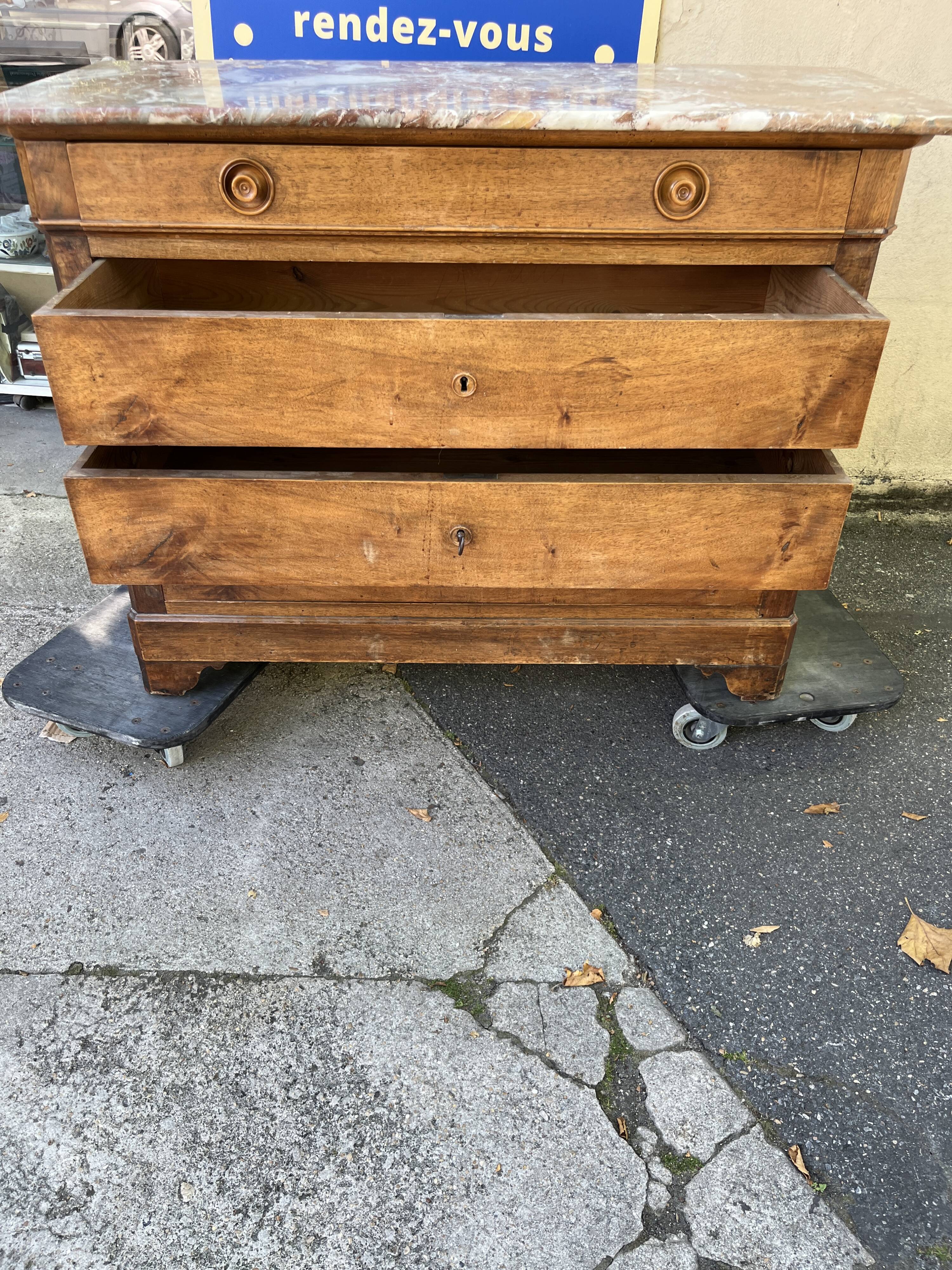 Louis Philippe style 04-drawer chest of drawers with marble top