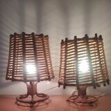 Pair of bamboo lamps