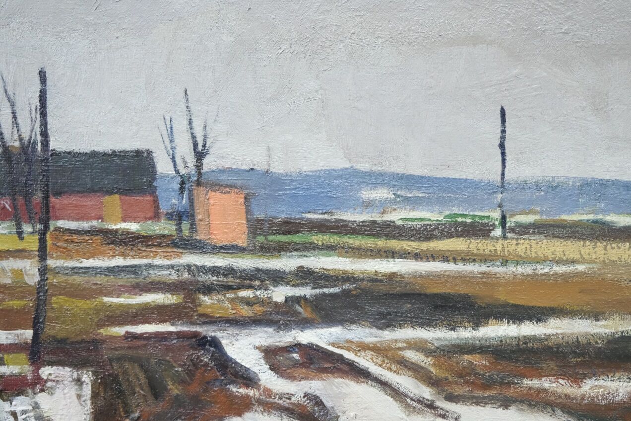 Swedish Modern Painting, Signed,  1955, Oil on Panel, Framed