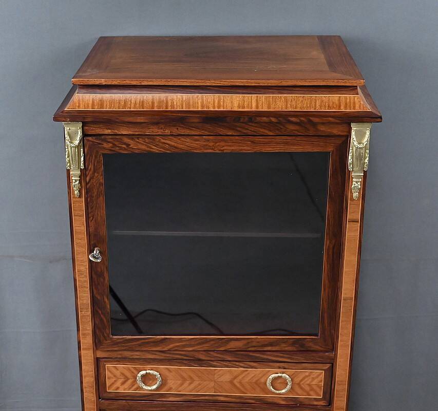Rosewood and rosewood marquetry display cabinet, Louis XVI style – first part of the 20th century