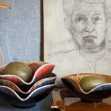 Four bowls free-form cups with French metal enamel