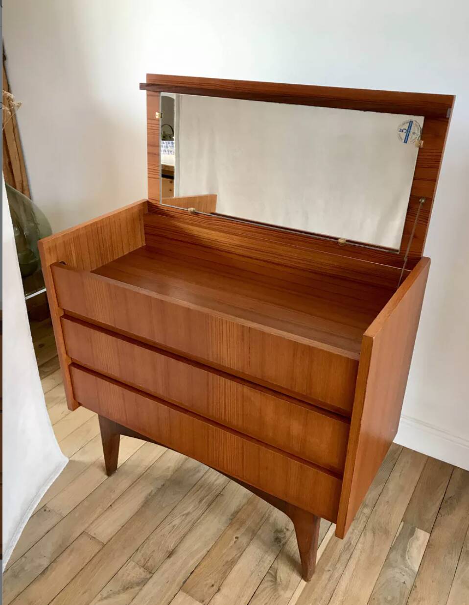 Scandinavian teak dressing table chest of drawers, Danish design, 1960s