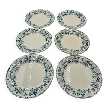 Ironstone dinner plates by E. Bourgeois, Catinat pattern, late 19th century