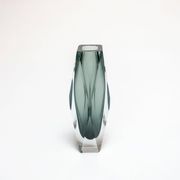 Vintage Geometric Vase in Grey "Sommerso" Murano Glass, Flavio Poli Style