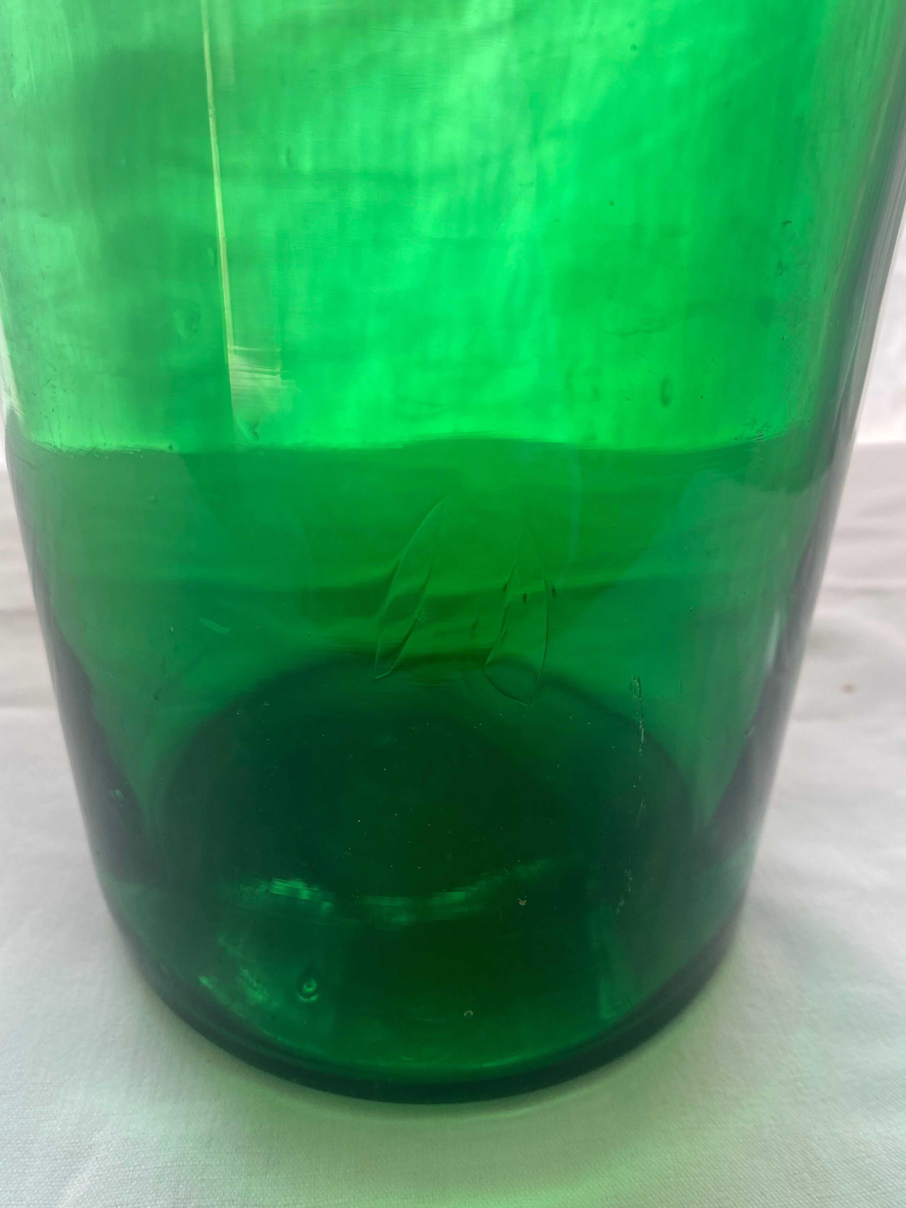 Vase - apothecary bottle in green glass