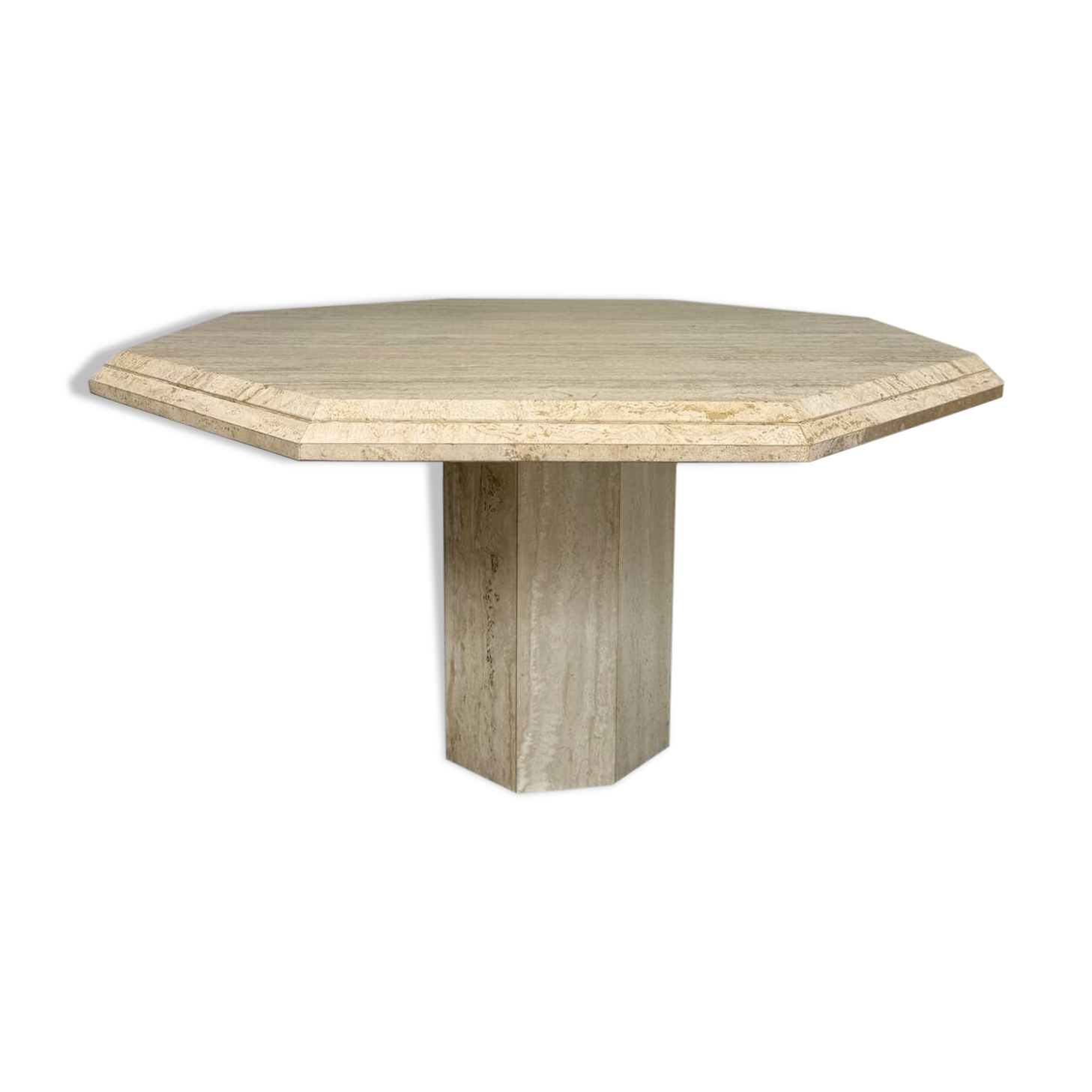 Table de repas en travertin épais design italien des années 70 vintage