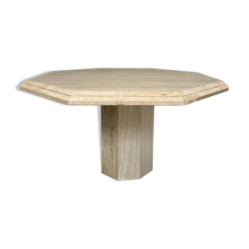Table de repas en travertin épais design italien des années 70 vintage