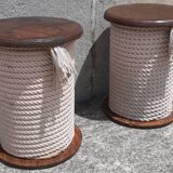 Pair of "bobbin" stools or end tables