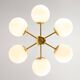 Mid-Century Modern Italian 6-Arm Sputnik Chandelier with Opaline Shades, 19
