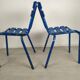 14 blue metal bistro chairs