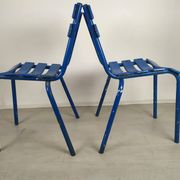 14 blue metal bistro chairs
