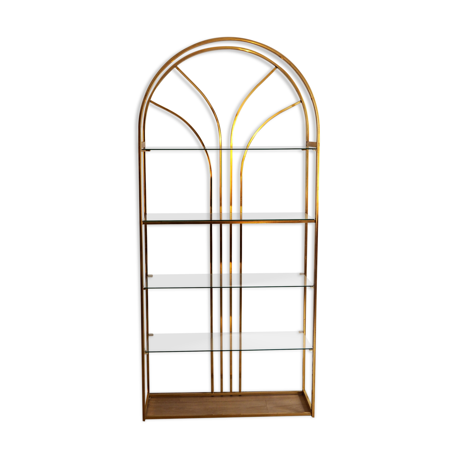 Gold glass and metal shelf