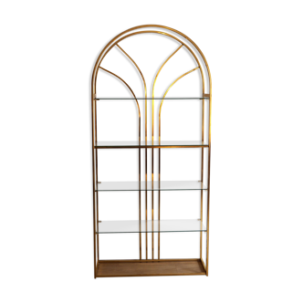 Gold glass and metal shelf