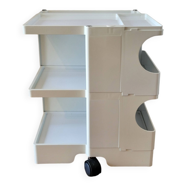 Desserte Joe Colombo  Boby  en Plastique blanc cassé  pour Bieffeplast Italie 1968 Space Age