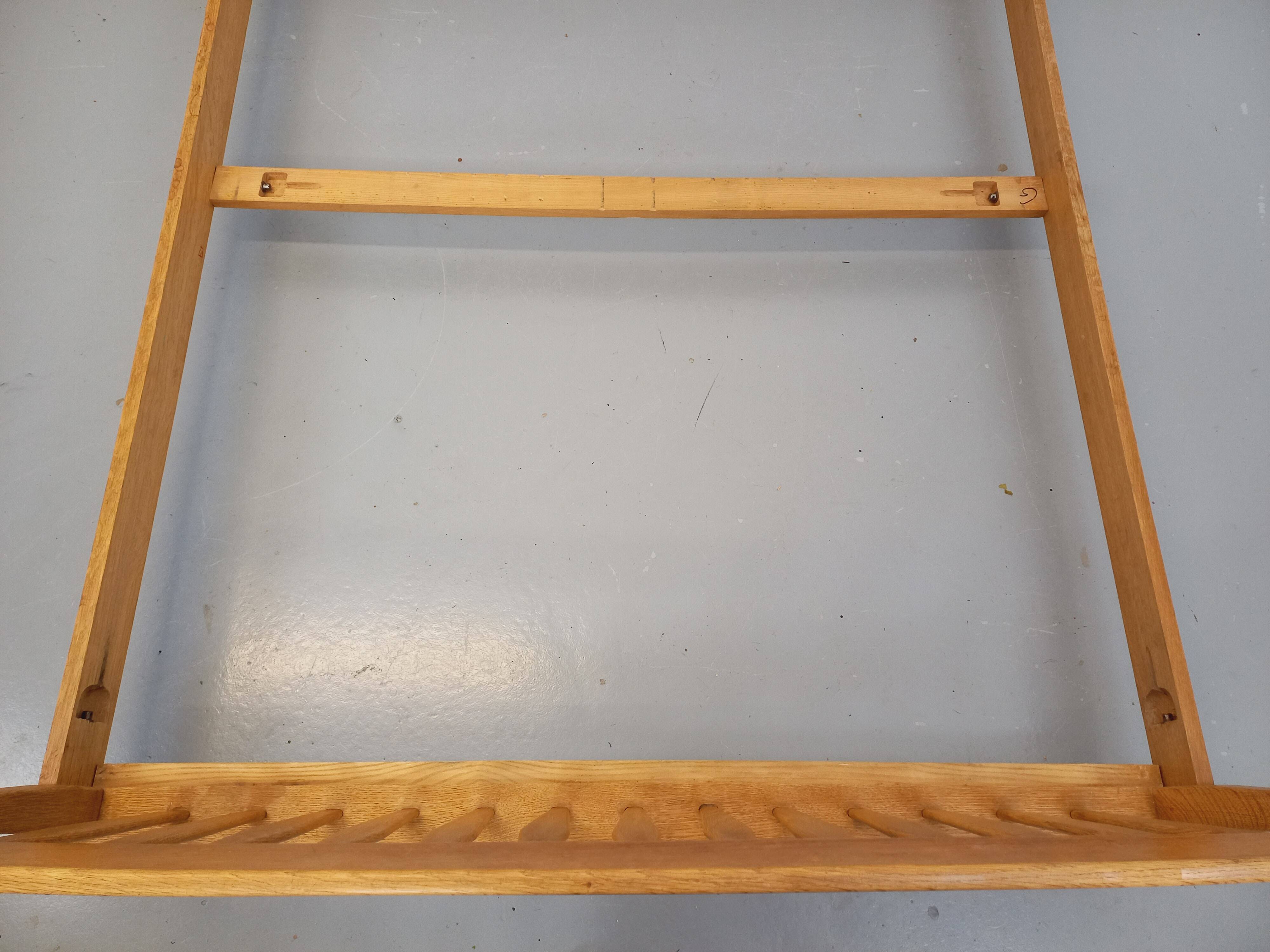 Lit double vintage français Guillerme et Chambron en chêne massif années 60