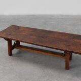 17th Century Spanish Brutalist coffee table in wood and wrought iron