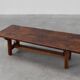 Table basse brutaliste espagnole du XVIIe siècle en bois et fer forgé