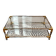 Table basse italienne Fabian verre, plexiglas et laiton, 1970-80