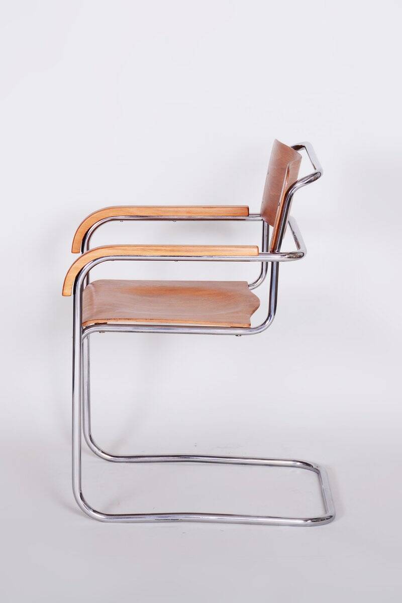 Bauhaus Armchair in Chrome & Beech attributed to Mücke-Melder, 1930s
