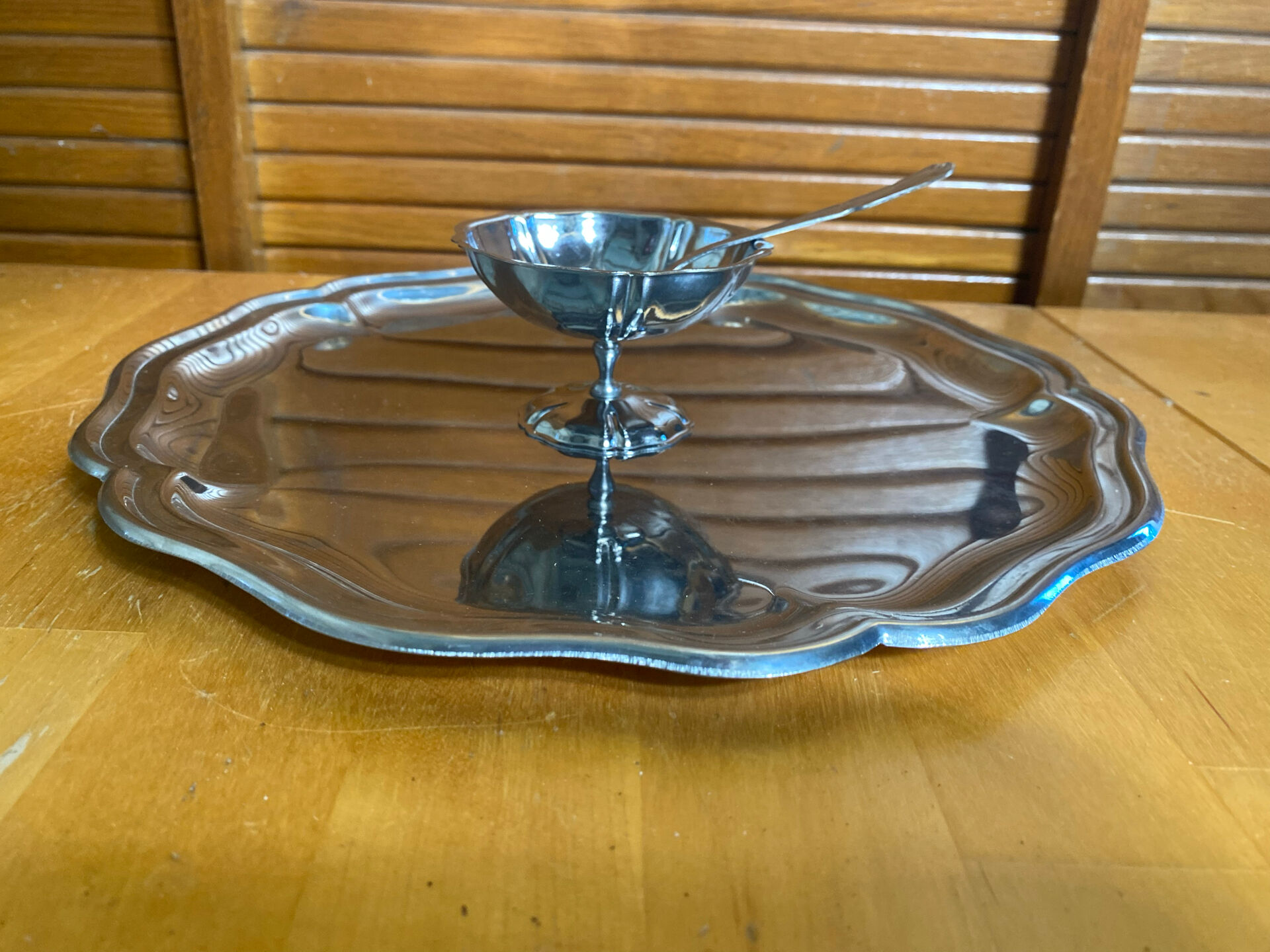 Ice Cream Service GUY DEGRENNE Tray + 6 Bowls + 6 Vintage Spoons