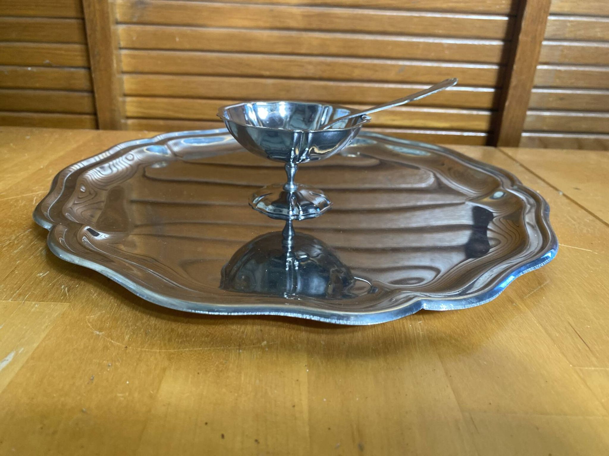 Ice Cream Service GUY DEGRENNE Tray + 6 Bowls + 6 Vintage Spoons