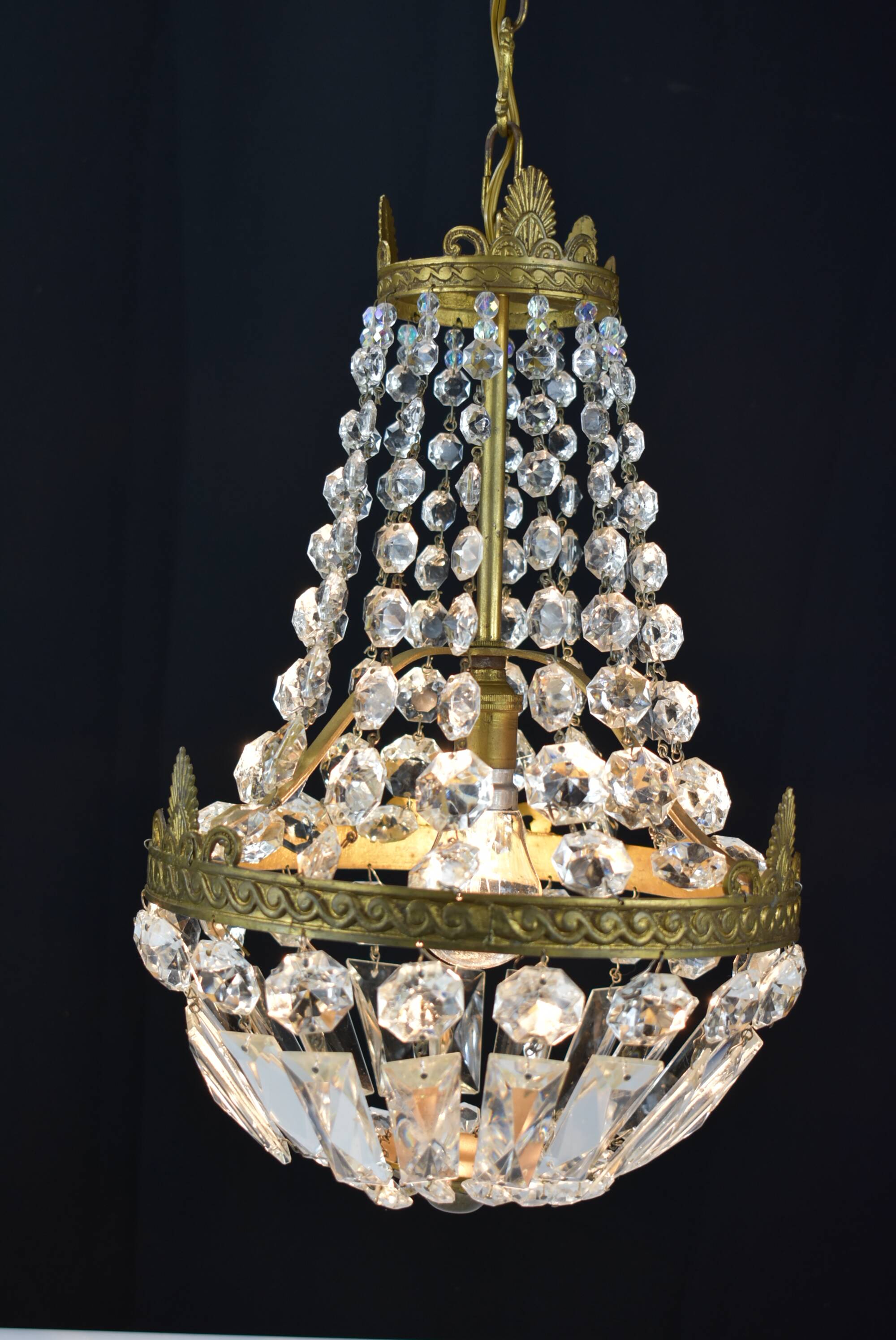 Hot air balloon chandeliers with glass tassels.