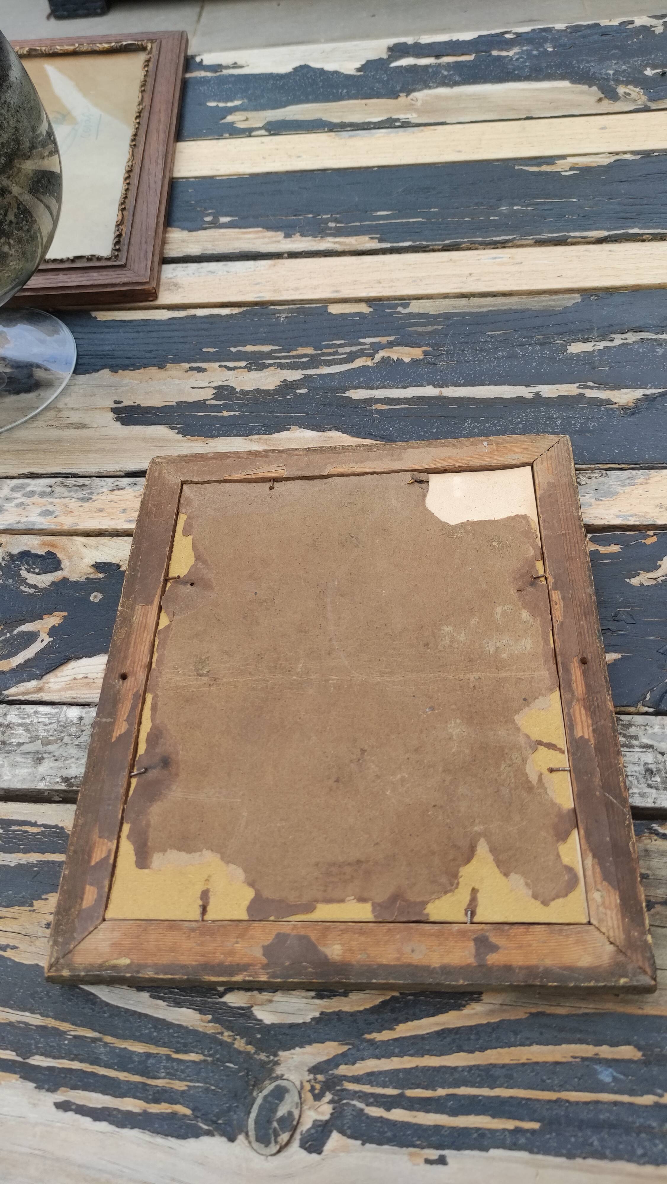 Old wooden frame of a watercolor