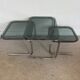 Trio de tables gigognes chrome et verre fumé vintage