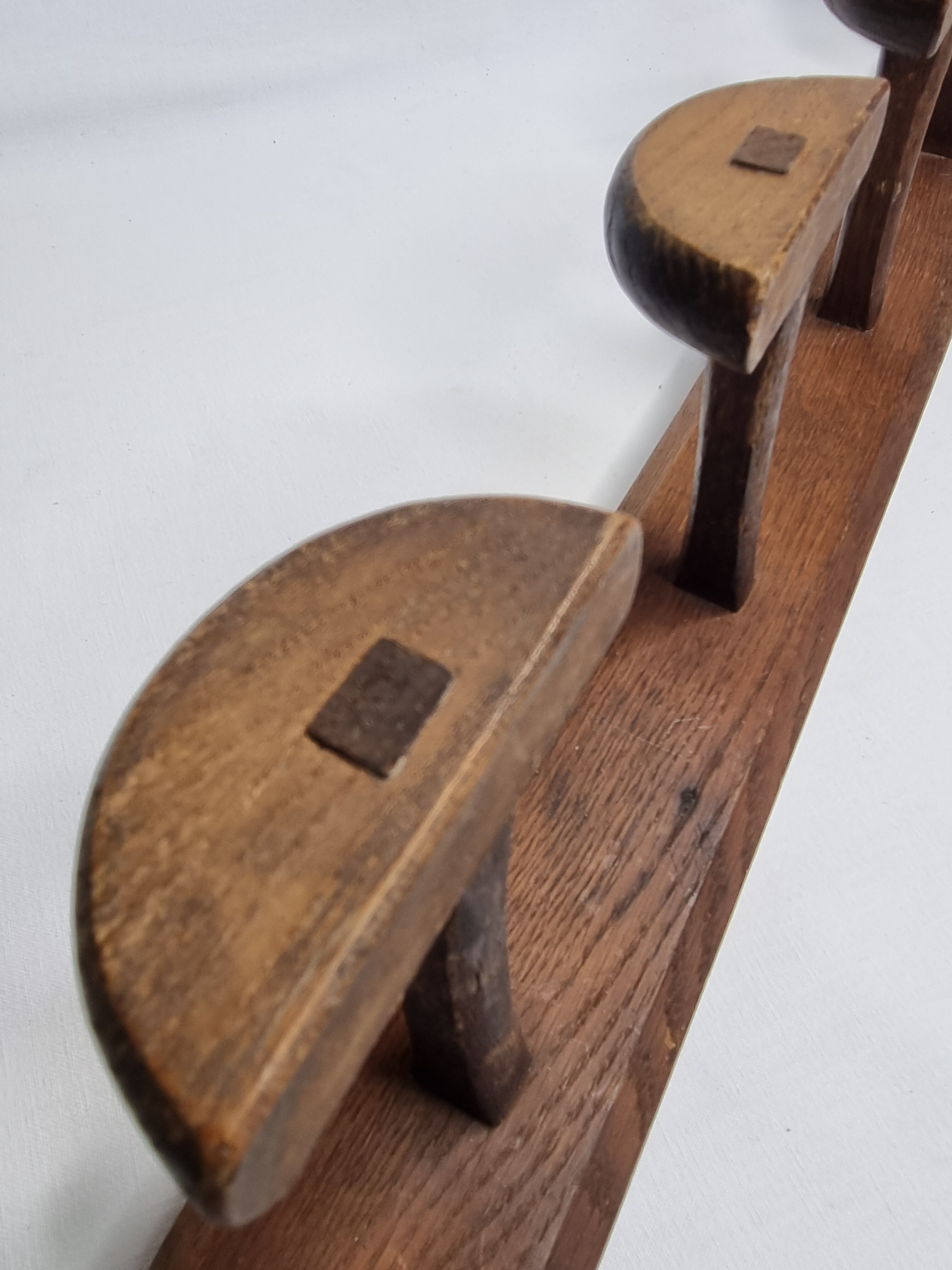 Wall coat rack in solid wood "half-moon" handmade, 75 cm