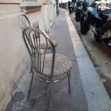 Pair of tubular metal bistro chairs