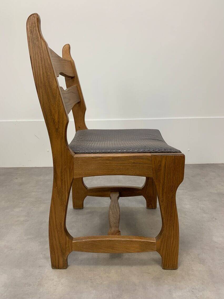 6 vintage solid wood brutalist chairs