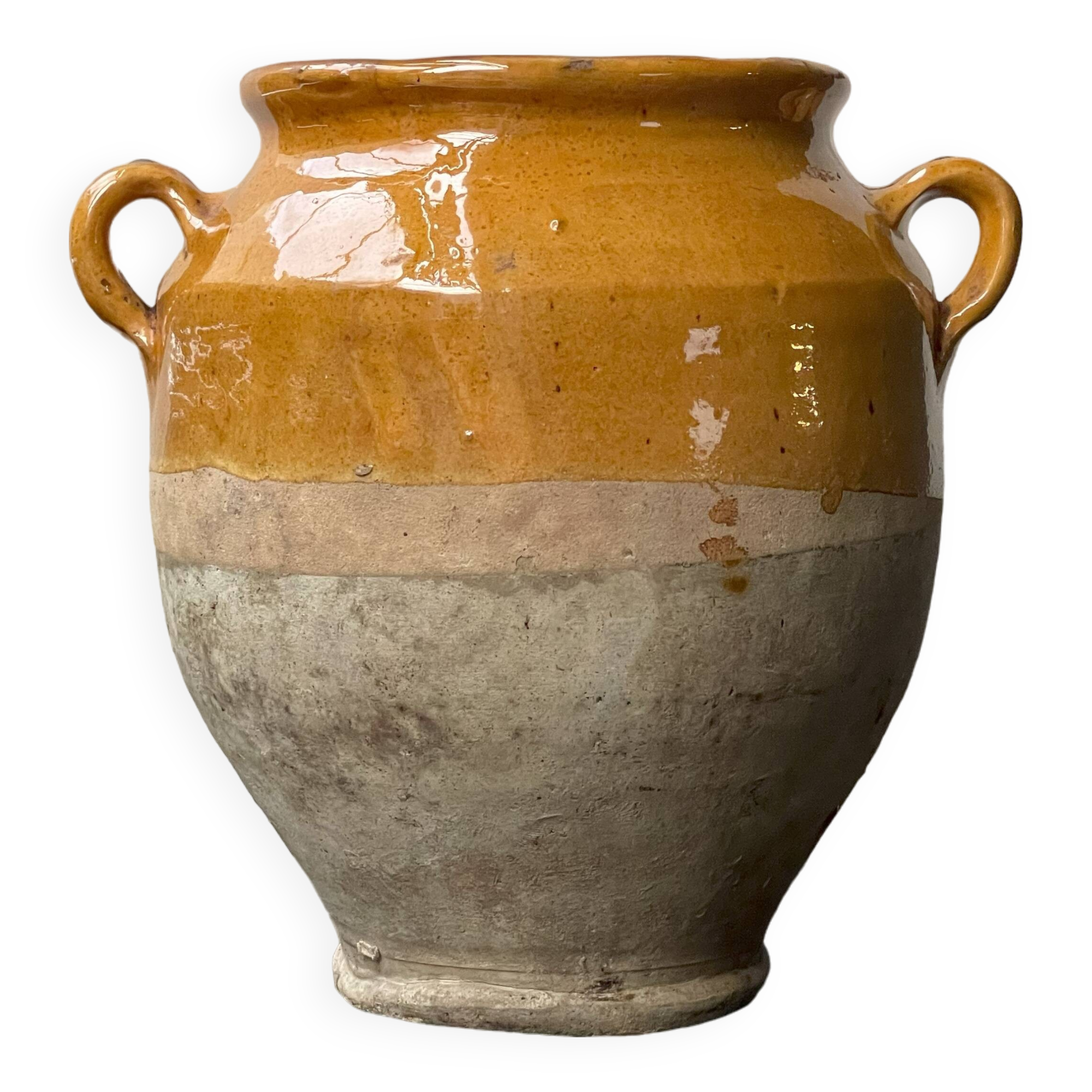 Small 19th Century Yellow Glazed French Ceramic Confit Jar #2