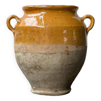 Small 19th Century Yellow Glazed French Ceramic Confit Jar #2