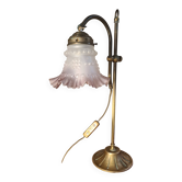 adjustable brass desk lamp with moulded glass tulip 49x30 electric ok