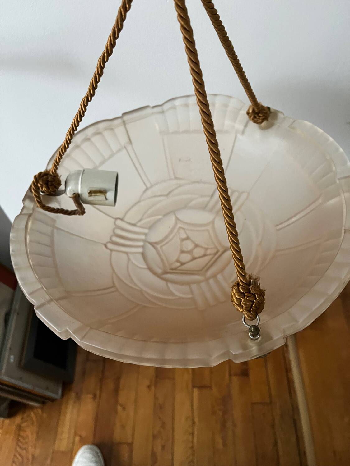 Art Deco glass hanging basin