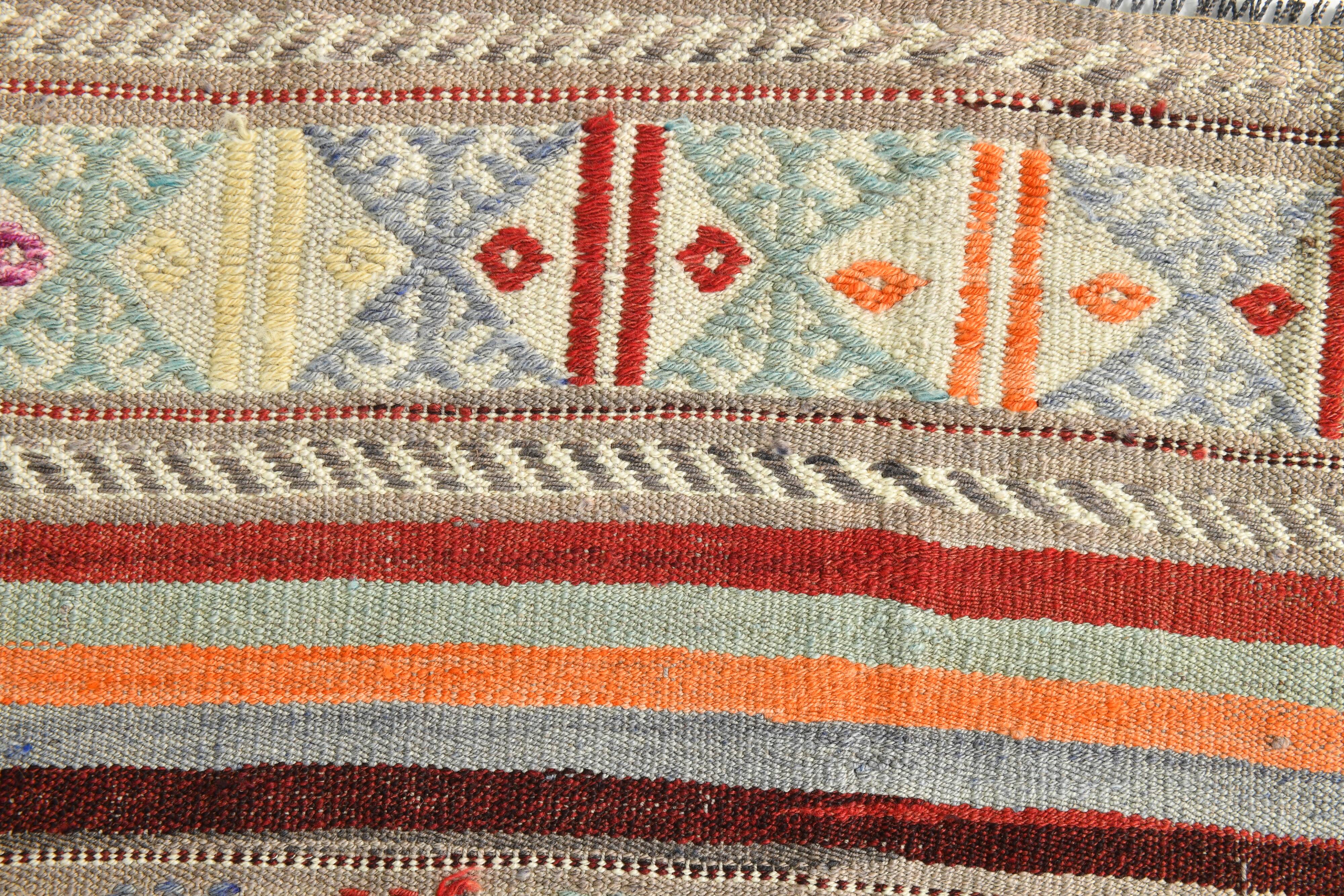 Muticolor Turkish Vintage Kilim Rug, 161x206Cm
