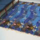 Vintage wave design blue Rya rug 202 cm x 145 cm, 1970s