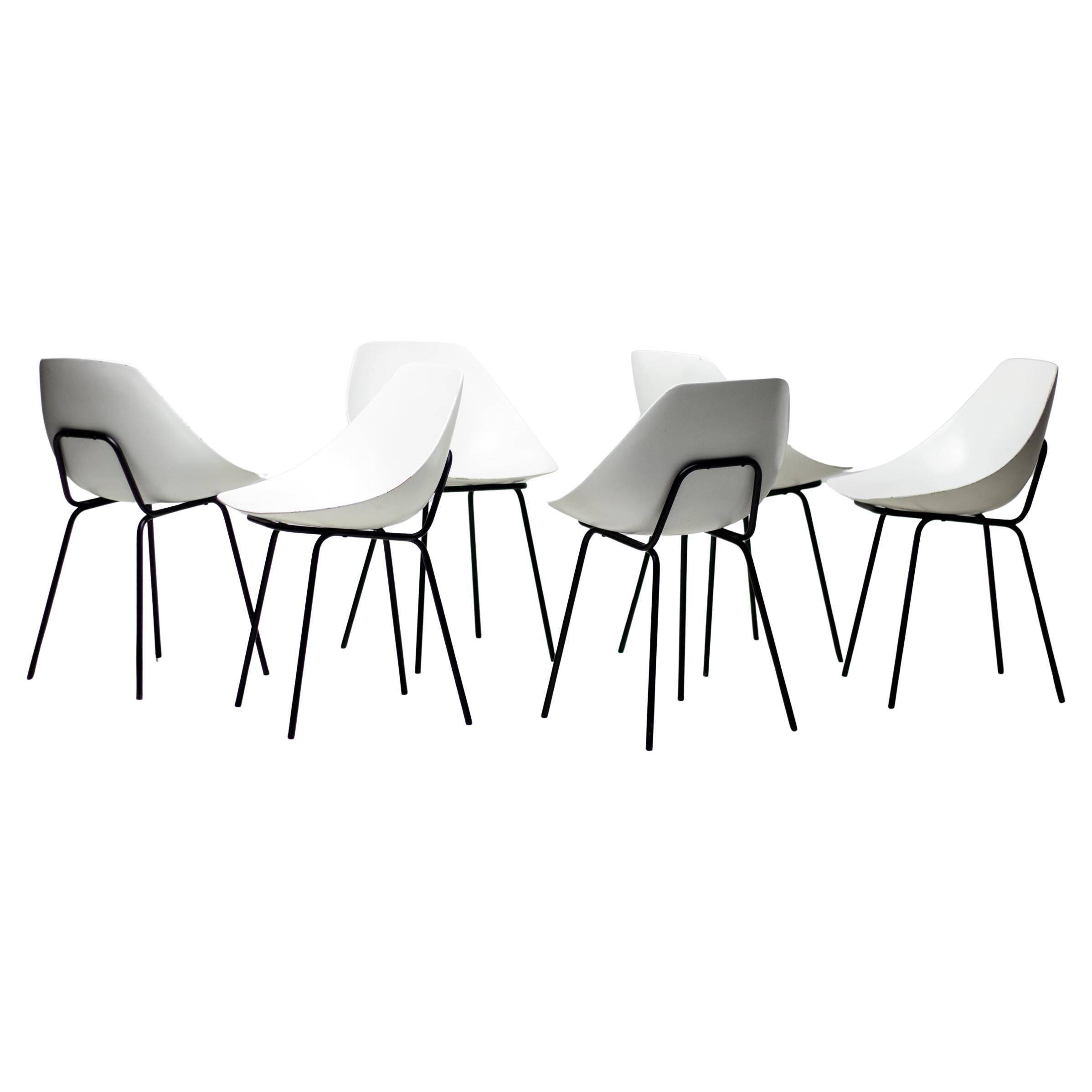 Six Shell Chairs by Pierre Guariche