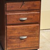 Modernist desk in wood and green moleskin upholstery