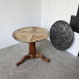 Empire walnut and marble pedestal table, late 19th century