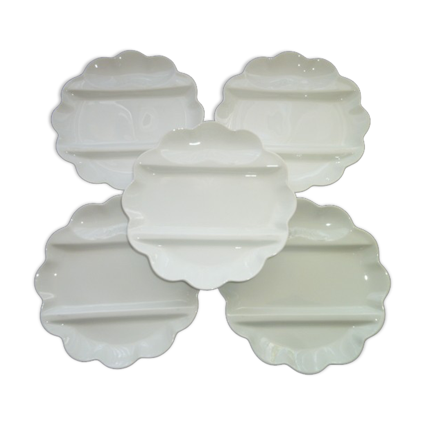 Set of 5 asparagus plates in white Limoges porcelain